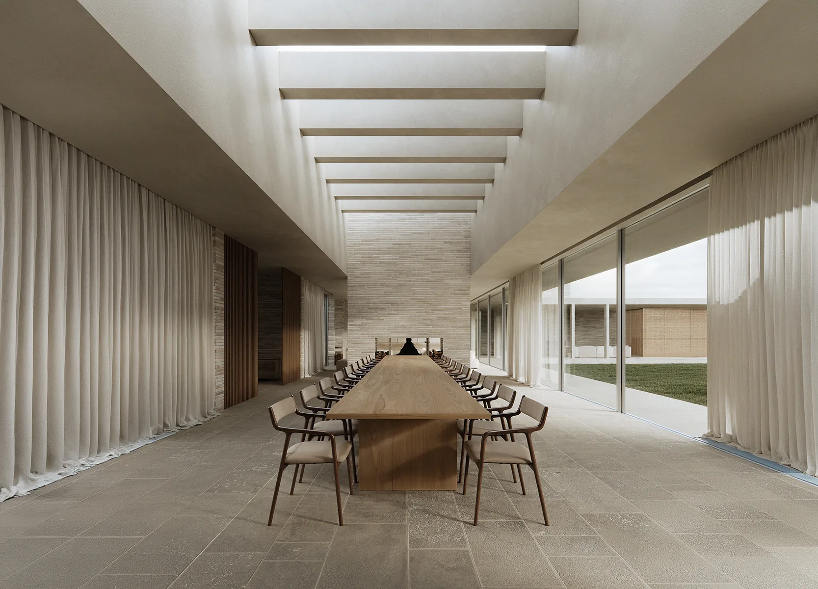 Luxury house with AI weather change — generative production